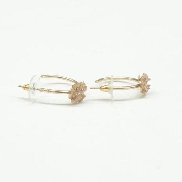 100% Authentic Chanel Flower CC Gold Metal Earrings - Picture 8 of 9